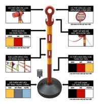 Cọc tiêu đa năng Nhật Quang đa dạng màu sắc, đèn cảnh báo thân phản quang